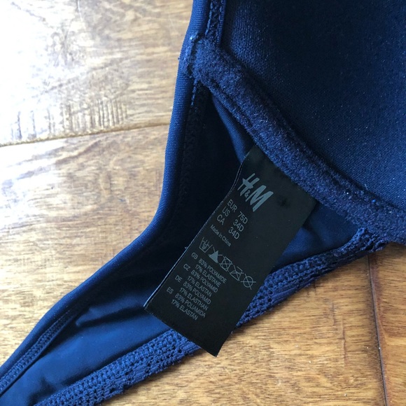 H&M Navy Blue patterned Bathing Suit Bikini Top - Picture 4 of 5